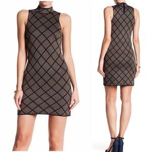 Romeo + Juliet couture olive & navy mock neck sleeveless sweater dress